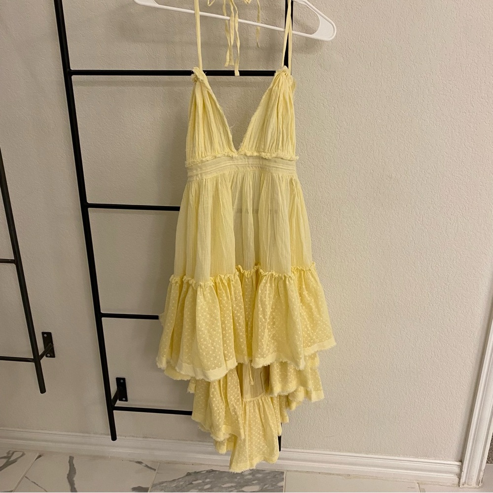 Free People Yellow Mini Summer Dress